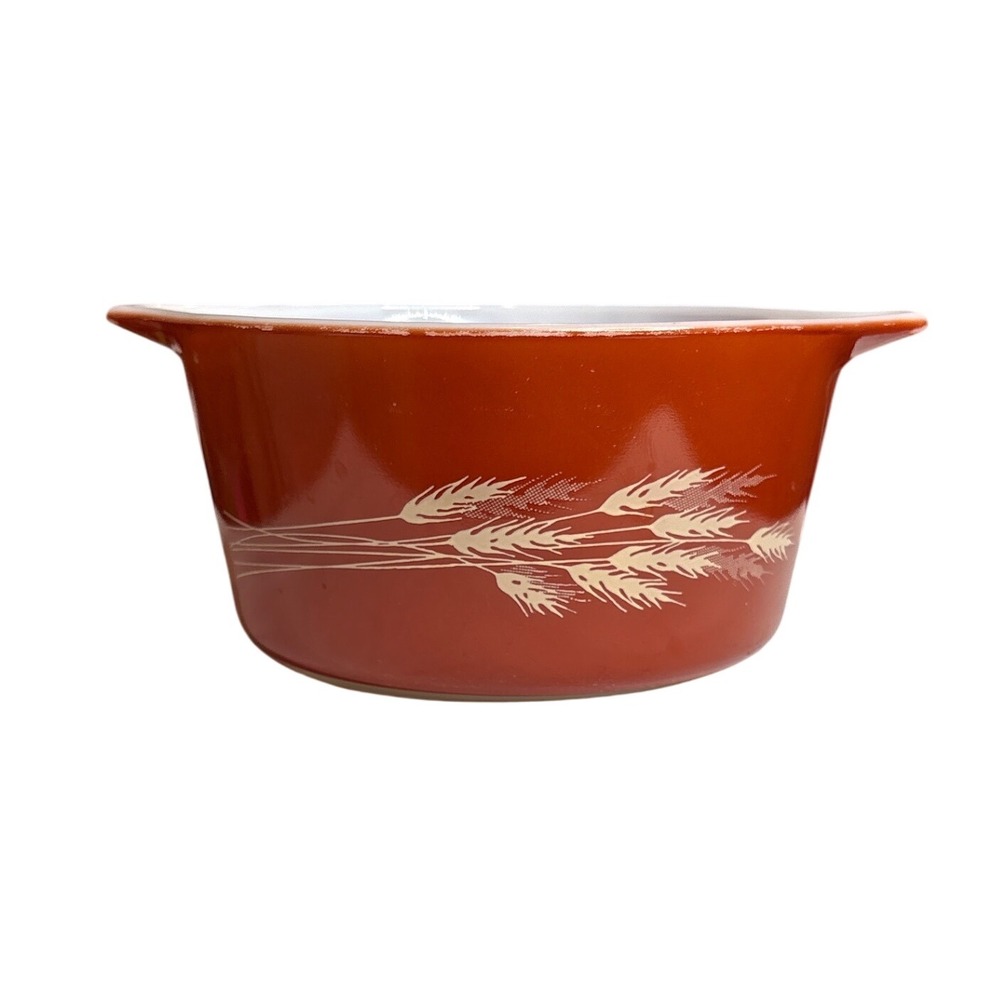 Vintage Pyrex‎ Mixing Bowl Autumn Harvest Wheat Pattern Collectible 7 inch Retro